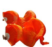 DSFIHJO Silk Belly Dance Fan Silk Unisex Chinese Veil Dance Fans 1Pair Belly Pure Color 180 * 90cm(Orange,280x90cm)