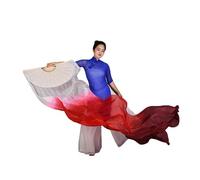 DSFIHJO Silk Belly Dance Fan Women Belly Dance Silk Bamboo Long Fan Veils Props Worship Praise Pastel Colors Flag Streamer Adults(Beige,180cm(Hot Size))