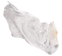 DSFIHJO Silk Dance Fan Real Silk Belly Dance Stage Performance Props Fans Hand-dyed Silk Veils(White,150cm 1Pair)