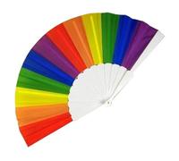 DSFIHJO Tai Chi Fan 2pcs Plastic Hand Crank Fan Foldable Rainbow Silk Fabric Pocket Fans Party Fovor Personality Dance(Color 02)