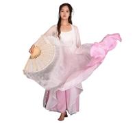 DSFIHJO Women Belly Dance Fan Veil Hand Made Gradient Silk Pairs 180x90cm Stage Show Props(Color 11,210cmX90cm)