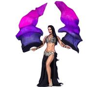 DSFIHJO Women Belly Dance Fan Veil Hand Made Gradient Silk Pairs 180x90cm Stage Show Props(Color 16,150cmX90cm)