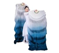 DSFIHJO Women Belly Dance Fan Veil Hand Made Gradient Silk Pairs 180x90cm Stage Show Props(Color 2,120cmX90cm)