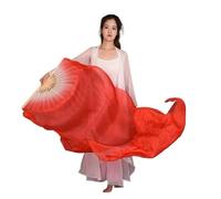 DSFIHJO Women Belly Dance Fan Veil Hand Made Gradient Silk Pairs 180x90cm Stage Show Props(Color 8,180cmX90cm)