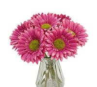 DSforG 10PCS Artificial Daisy Artificial Flowers Gerbera Daisy Silk Flowers Faux Flower for Party Home Kitchen Garden Wedding Decor(Hot Pink)