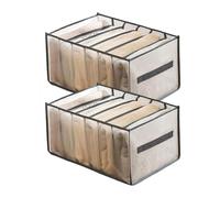 DSFSAEG 2 Pcs Wardrobe Mesh Drawer Storage Organiser, Foldable, 6 Grids Clothes Extra Large Drawer for Jeans, Bras, Shirts, Underwear, Trousers, Leggings, Baby Sweaters(Grey)