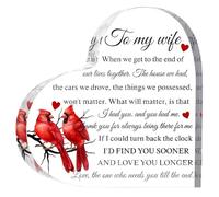 DSFSAEG Valentines Gifts for Wife, Heart-Shaped Acrylic Plaque for Anniversary Valentines Day, To My Wife Heart Acrylic Plaque Romantic Valentine's Day Ornaments