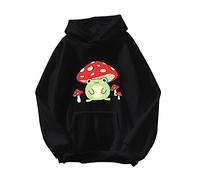 DSFVUS Graphic Crewneck Sweatshirt Womens Cute Frog Sweatshirt Kawaii Mushroom Hoodie Halloween Sweatshirts for Women, Black, S