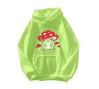 DSFVUS Graphic Crewneck Sweatshirt Womens Cute Frog Sweatshirt Kawaii Mushroom Hoodie Halloween Sweatshirts for Women, Green, S