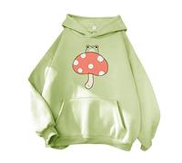 DSFVUS Graphic Crewneck Sweatshirt Womens Cute Frog Sweatshirt Kawaii Mushroom Hoodie Halloween Sweatshirts for Women, Z02 Green, Medium