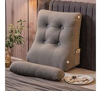 dsgaSETewt reading mat, Triangular Wedge Shredded Memory Foam Backrest Support Pillow(Medium Gray,45 x 55 x 26 CM)