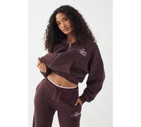 DSGN Studio Contrast Script Boxy Crop Zip Through Hoodie DSGN Studio Chocolate XS