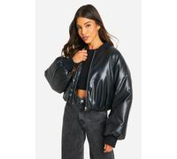 DSGN Studio Embossed Faux Leather Oversized Bomber Jacket DSGN Studio Black 14