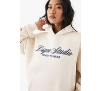 DSGN Studio Embroidered Script Oversized Hoodie DSGN Studio Cream L