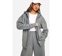 DSGN Studio Embroidered Zip Through Oversized Hoodie DSGN Studio Charcoal S