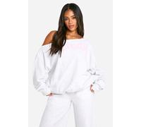 DSGN Studio Slogan Off The Shoulder Sweatshirt DSGN Studio Ash Grey L