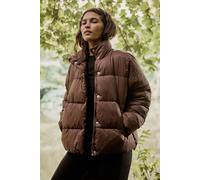 Dsgn Studio Sport Zip Through Puffer Coat In Chocolate chocolate