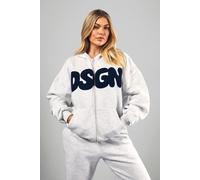 DSGN Studio Toweling Applique Oversized Zip Through Hoodie DSGN Studio Ash Grey L