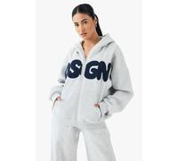 DSGN Studio Toweling Applique Oversized Zip Through Hoodie DSGN Studio Ash Grey M