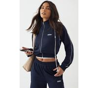 Dsgn Studio Tricot Piping Detail Zip Through Track Jacket In Navy navy M