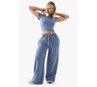 DSGN Studio Women's Contrast Script Straight Leg Jogger Pants in Blue | Size: XS