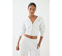 DSGN Studio Women's Script Embroidered Zip Through Hoodie in Ash Grey | Size: XS