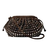 DSGUTWO Cloud Dumpling Pouch Clutch Purse Shoulder Handbag Straw Crossbody for Women, Coffee