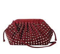 DSGUTWO Cloud Dumpling Pouch Clutch Purse Shoulder Handbag Straw Crossbody for Women, Garnet
