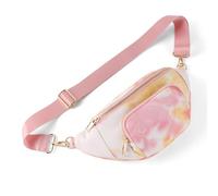 DSGUTWO Denim Fanny Pack for Women, Travel Money Pouch Belt Chest Bag, Fashion Waist Packs for Running Outdoors Sports Hiking, Pink, One Size