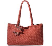 DSGUTWO Fashion Shoulder Hobo Bag, Woven Tote Bag for Women, Travel Leather Beach Bags Shopper Handbag, Work Purses for Women, Suede Bordeaux, Woven Handbags for Women