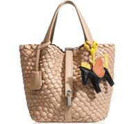 DSGUTWO Woven Handbags for Women Top Handle Satchel Handbag Basket Bucket Bag Small Woven Tote Bag Hobo Purses, Apricot, 6.69 x 5.51 x 6.69 inches