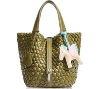 DSGUTWO Woven Handbags for Women Top Handle Satchel Handbag Basket Bucket Bag Small Woven Tote Bag Hobo Purses, Olive Green, 6.69 x 5.51 x 6.69 inches