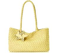 DSGUTWO Woven Purse for Women, Fashion Handbags and Purses, Beach Shoulder Bags, Travel Braided Top Handle Tote Bag (Light Yellow)