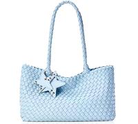 DSGUTWO Woven Purse for Women, Fashion Handbags and Purses, Beach Shoulder Bags, Travel Braided Top Handle Tote Bag (Sky Blue)