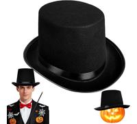 Dshengoo Black Top Hat,Deluxe Magician Ringmaster Costume Hats for Teens,Adults,Halloween,Themed Party,Cosplay Accessory