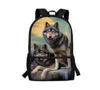 DSHFGEWJRD Wolf School Bags for Boys 7-10 10-12 Elementary Middle School Backpack Water Bottle Holder Heavy Duty 17inch Schoolbag Kids Book Bag Travel Work Office Shoulder Bags