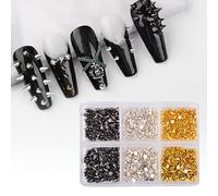 DSHIJIE 600Pcs Nail Art Punk Cone Metalic Spike Studs Sliver Black Gold Nail Art Tiny Stick Nail Art Alloy Rivet Studs Nail Art Decoration for DIY Manicure Tips Craft