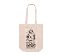 DSHIRT14 Tarot De Marseille X La Roue de la Fortune Wheel of Fortune Tote Bag with Bellows Symbolic, Symbolic of Change, Cyclicity and Destiny, Shopper Bag Long Handles