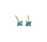 DSHUAI Golden Earrings For Women,Ladies Golden Ear Studs The Whole Body 925 Material Inlaid Blue Turquoise Mini Lucky Flower Stacking Mix And Match Earwear Everyday Wear Gifts For He