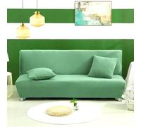 DSHUB Large Elastic Sofa Cover Armless Polyester Sofa Protector with 2 Pillowcases Washable Stretch Slipcover Light Green Furniture Cover for Everyday Use