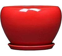 DSHUB Red Ceramic Planter Pot Large Chinese Style Flower Pot Home Succulent Cactus Potted Plant Pot Drainage Hole And Saucer Great For Indoor/Outdoor Garden Planters