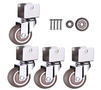DSHUB Swivel Caster Wheels for Cribs,with U-Type Bracket,1.25in 32mm Rubber Furniture Castor with Brakes,Mute,Ball Bearings,Capacity 60kg,Set of 4,with Screws (16MM-U Bracket,4Swivel)