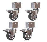 DSHUB Swivel Caster Wheels for Cribs,with U-Type Bracket,1.5in 38mm Rubber Furniture Castor with Brakes,Mute,Ball Bearings,Capacity 75kg,Set of 4,with Screws (20MM-U Bracket,4Brake)
