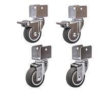 DSHUB Swivel Caster Wheels for Cribs,with U-Type Bracket,1.5in 38mm Rubber Furniture Castor with Brakes,Mute,Ball Bearings,Capacity 75kg,Set of 4,with Screws (18MM-U Bracket,2Swivel+2Brake)