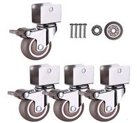 DSHUB Swivel Caster Wheels for Cribs,with U-Type Bracket,1in 25mm Rubber Furniture Castor with Brakes,Mute,Ball Bearings,Capacity 50kg,Set of 4,with Screws (16MM-U Bracket,4Brake)