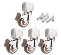 DSHUB Swivel Rubber Caster Wheels for Cribs,with U-Type Bracket,2in 50mm Furniture Castor with Brakes,Mute,Ball Bearings,Capacity 80kg,4 Pack,with Screws (20MM-U Bracket,4Brake)