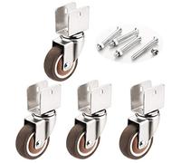 DSHUB Swivel Rubber Caster Wheels for Cribs,with U-Type Bracket,2in 50mm Furniture Castor with Brakes,Mute,Ball Bearings,Capacity 80kg,4 Pack,with Screws (25MM-U Bracket,4Swivel)