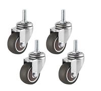 DSHUB Swivel Stem Caster Wheels with Brakes,2in 50mm Rubber Castor,360° Rotation Furniture Caster,Set of 4,M8/M10 Standard Stem,Load Bearing 150kg,Ball Bearing (4 Universal,M10)