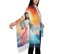 Dsiflylife Virgen De Guadalupe Shawls and Wraps for Women Rose Catholic Gifts Soft Large Warm Blanket Scarf, Blue, 77.5" x 28.5"