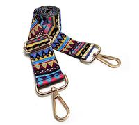 Dsigo Purse Strap, 1.5" Wide Gold Alloy Buckle Floral Printing Crossbody Shoulder Strap for Bag Handbag Crossbody Bags, Boho Blue Stripe, 1.5"